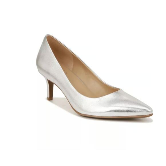 New Naturalizer Women’s Everly Pointed Toe Pumps, Silver Metallic Leather 7.5 - Picture 1 of 6